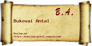 Bukovai Antal névjegykártya